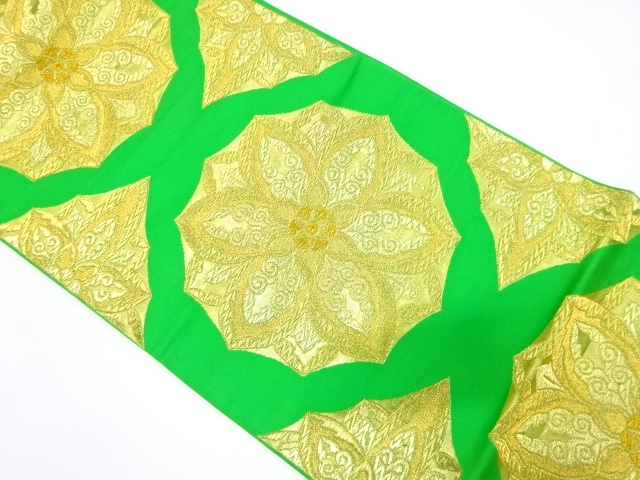 JAPANESE KIMONO / ANTIQUE FUKURO OBI / SILK / WOVEN FLORAL CREST